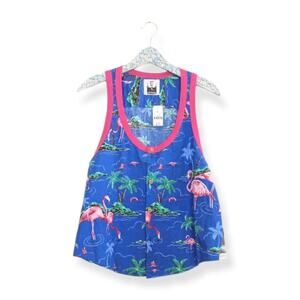 LF Furst of a Kind Flamingo Button Down Tank Top